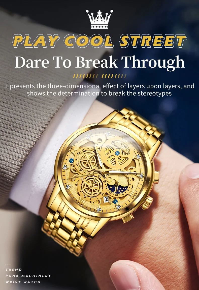 OLEVS Top Brand Luxury Original Waterproof Quartz Watch for Man