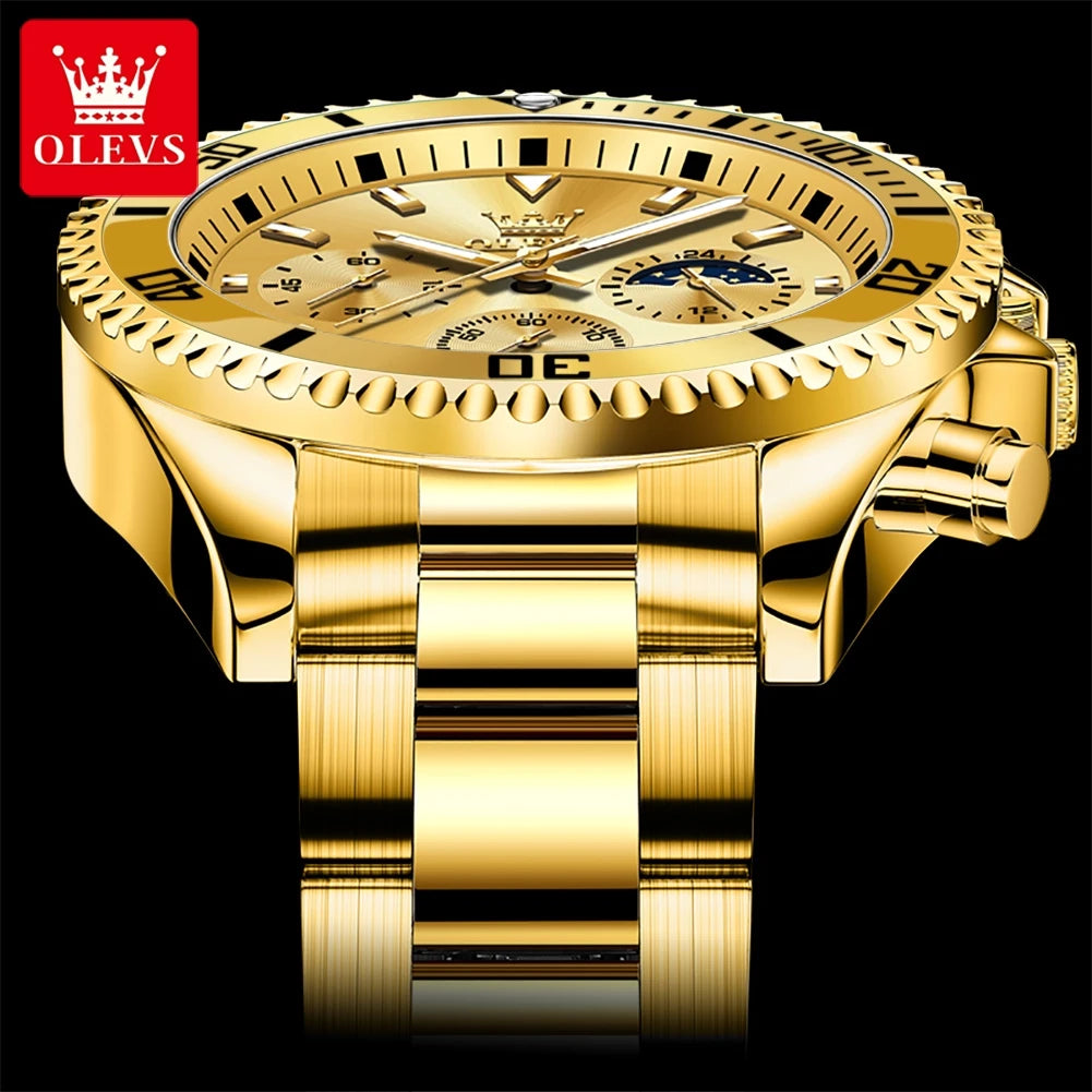 OLEVS Men's Watches Top Brand Original Waterproof Stainless Steel
