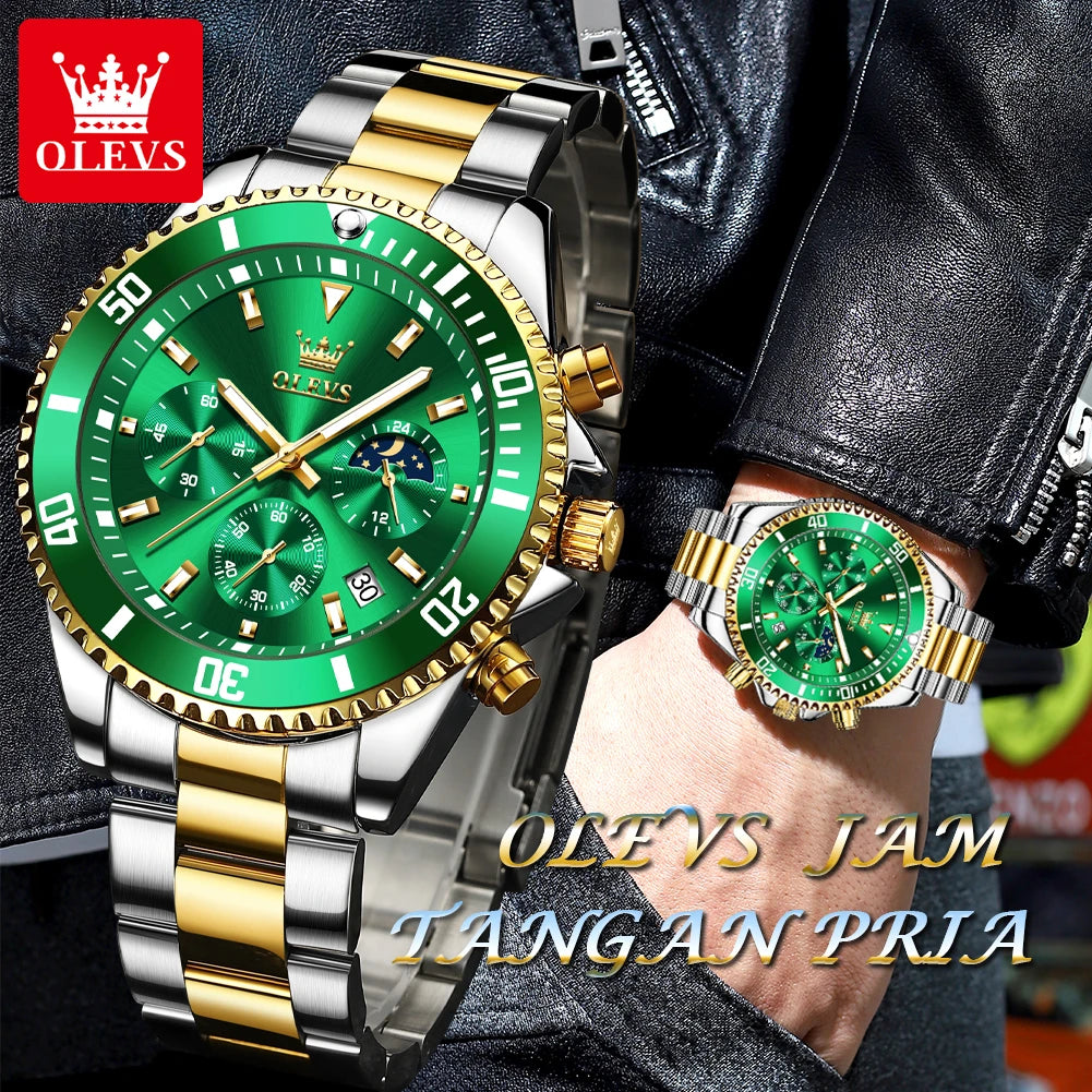 OLEVS Men's Watches Top Brand Original Waterproof Stainless Steel