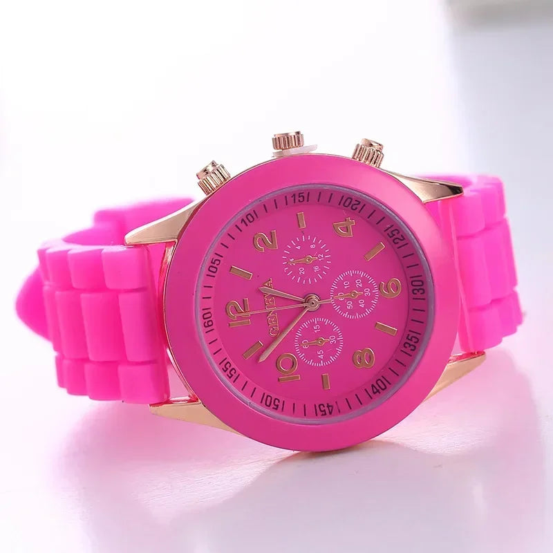 Silicone Strap Quartz Wrist Watch For Woman