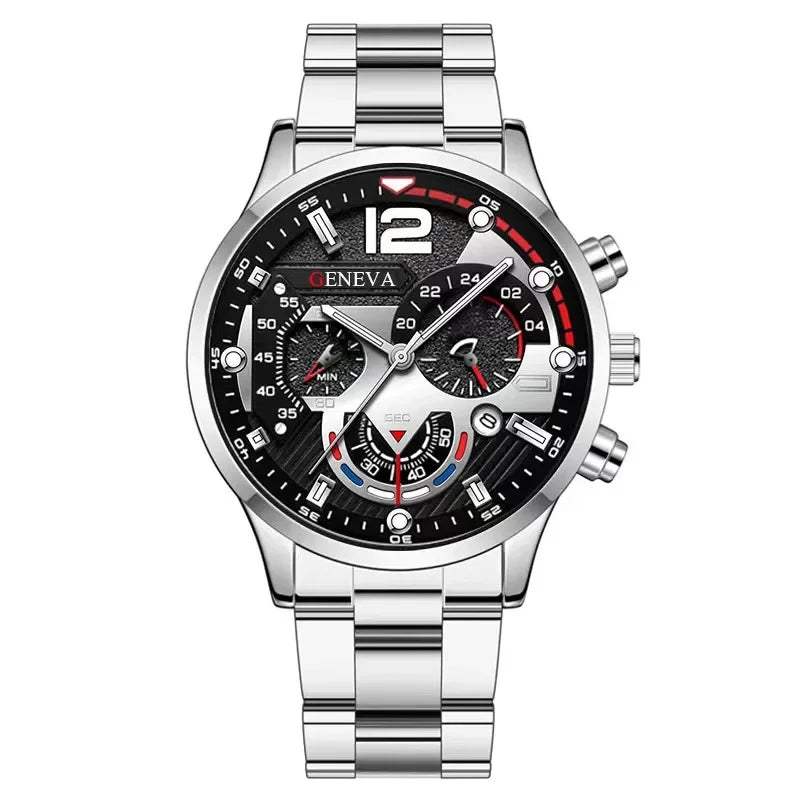 Mens Geneva Luxury Stainless Steel Watch