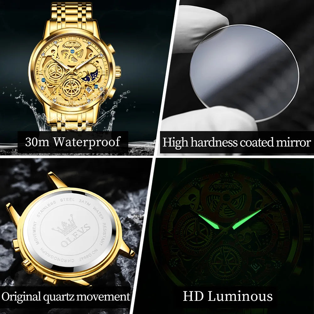 OLEVS Top Brand Luxury Original Waterproof Quartz Watch for Man