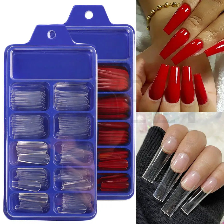 100pcs Press On Acrylic Coffin Extension Nails