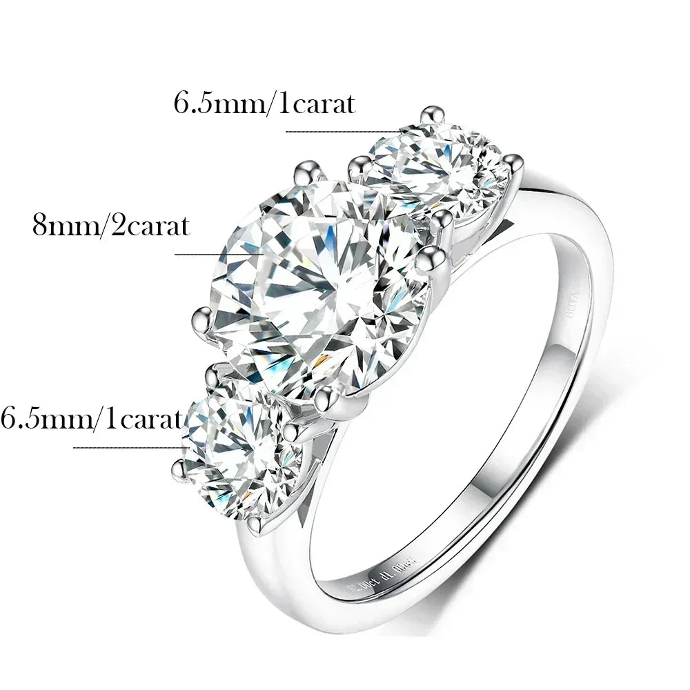 Moissanite/Zircon Diamond Cut Lab with Certificate 925 Sterling Silver Engagement Ring for Women