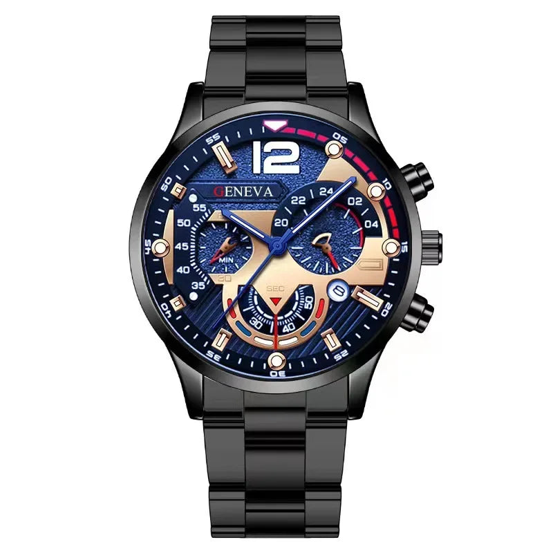 Mens Geneva Luxury Stainless Steel Watch