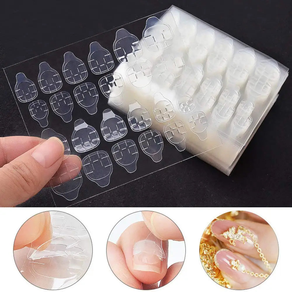 Double Sided False Nail Adhesive Tape, Jelly Clear Waterproof Tabs Nail Glue