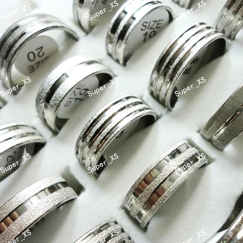 10Pcs Stainless Steel Mixed Pattern/Style Rings For Men/Women
