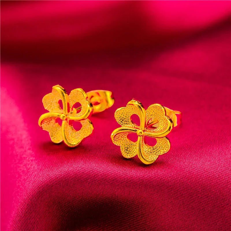 24K Gold Stud Earrings for Women