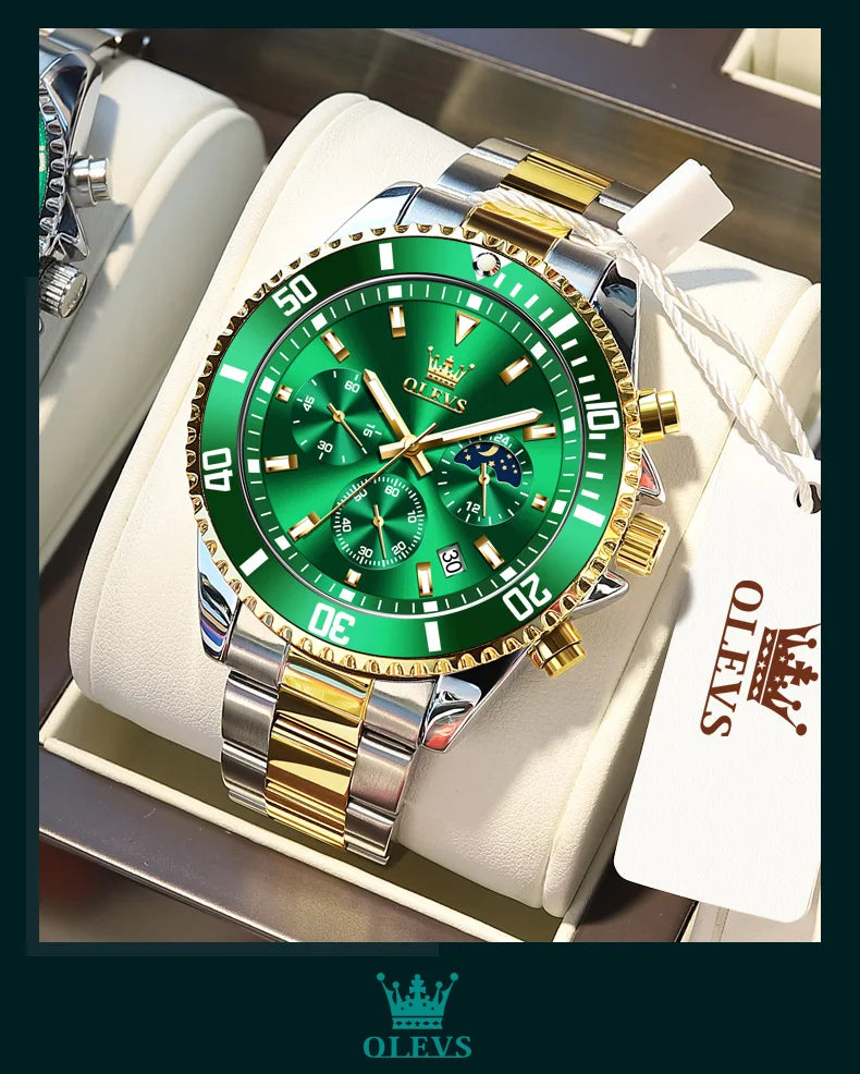OLEVS Men's Watches Top Brand Original Waterproof Stainless Steel
