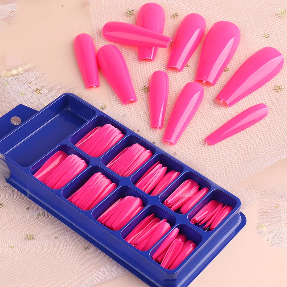 100pcs Press On Acrylic Coffin Extension Nails