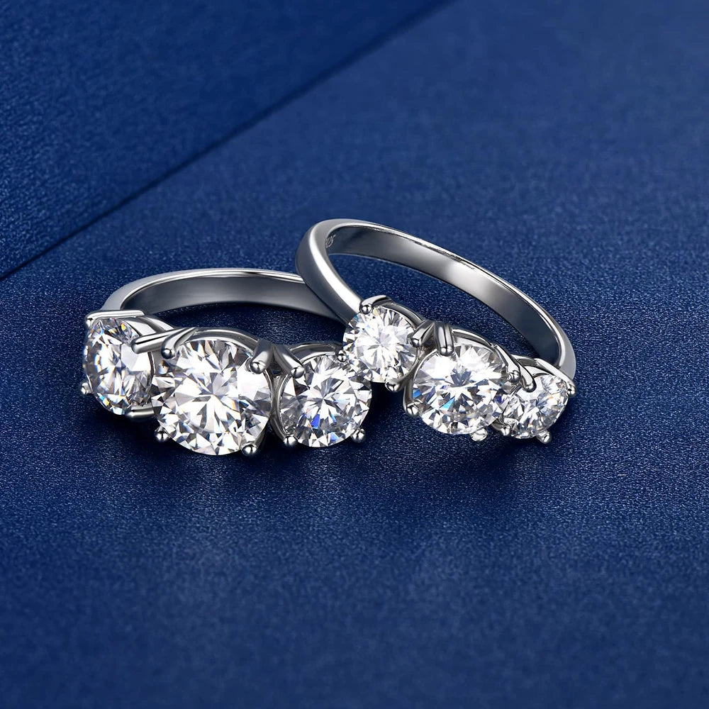 Moissanite/Zircon Diamond Cut Lab with Certificate 925 Sterling Silver Engagement Ring for Women