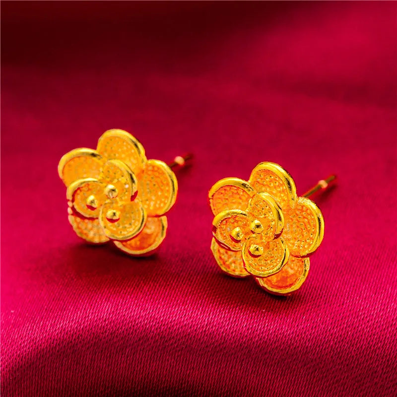 24K Gold Stud Earrings for Women