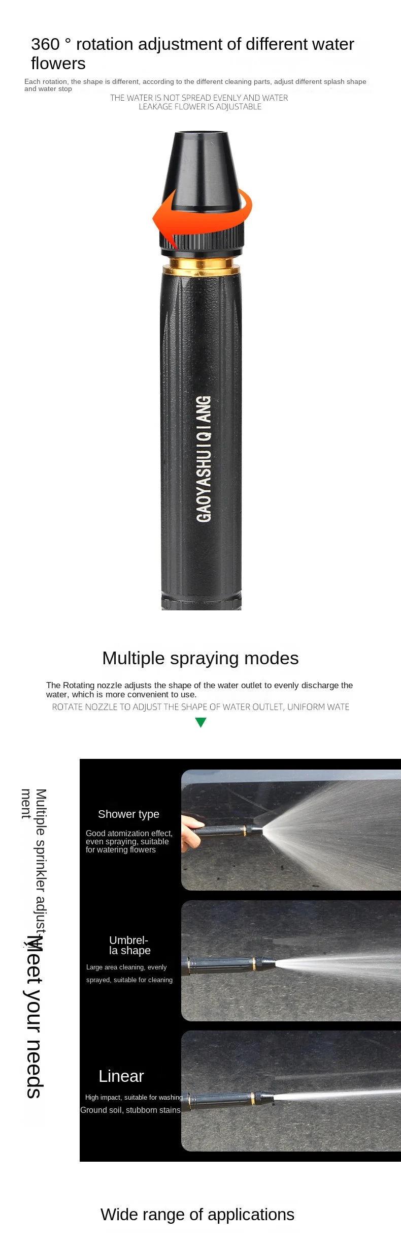 360 Rotation High-Pressure Water Gun Nozzle