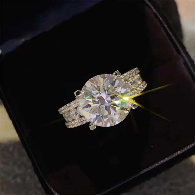 Real 2 Carat 8mm Moissanite Wedding/Engagement Rings For Women 925 Sterling Silver