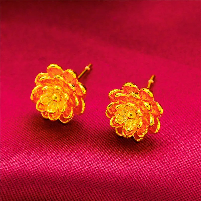 24K Gold Stud Earrings for Women