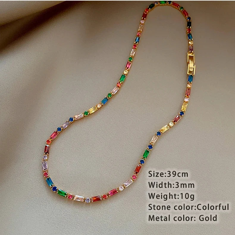 Colorful Zircon Necklace & Bracelet Jewelry for Women