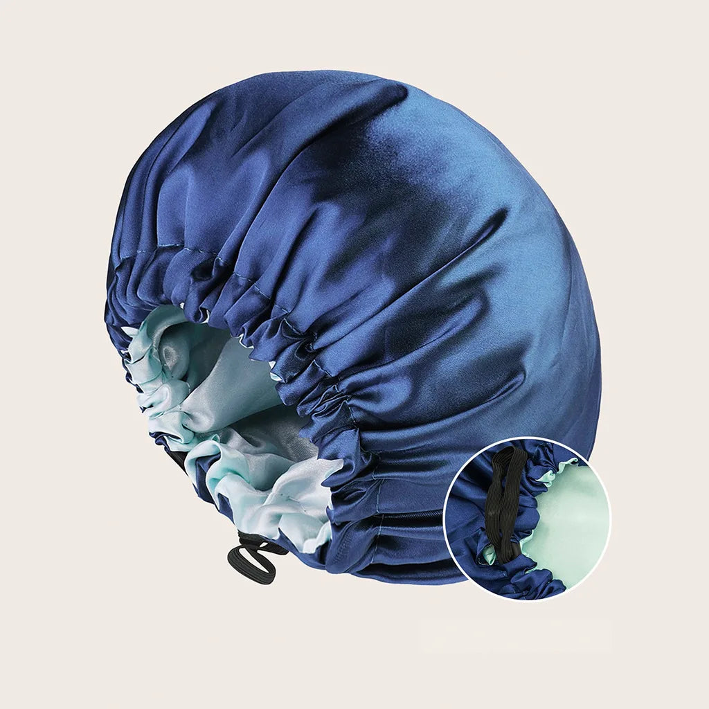 Silky Satin Bonnet Cap for Sleeping Large Double Layer Reversible Adjustable