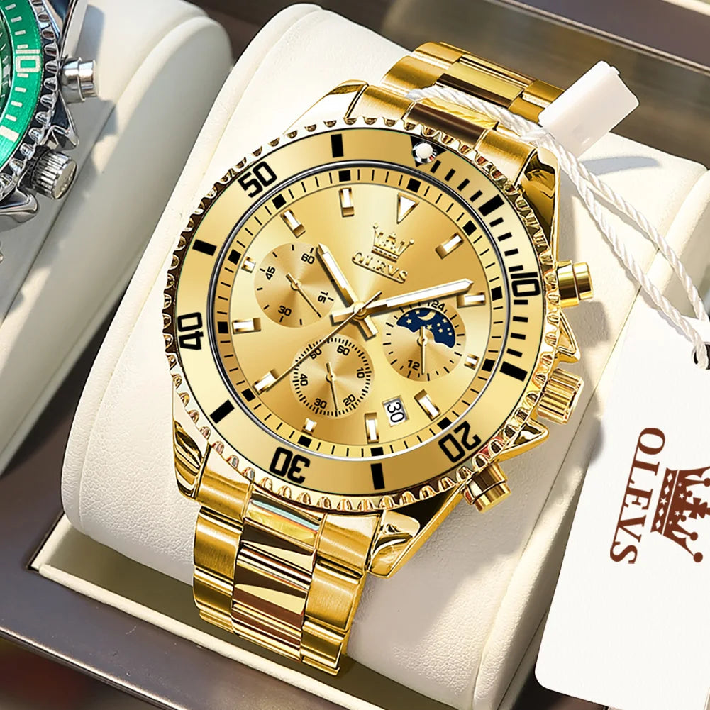 OLEVS Men's Watches Top Brand Original Waterproof Stainless Steel