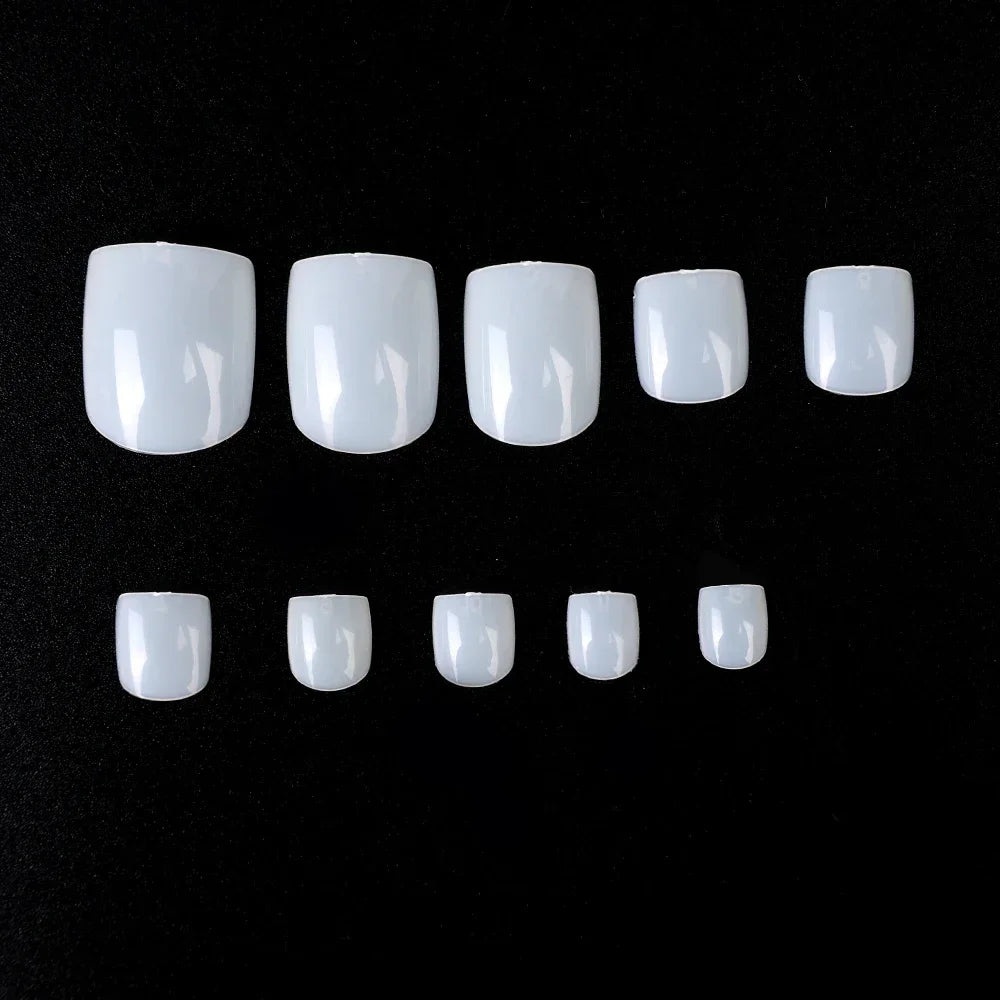 French Square Fake Toe Nails 100pcs