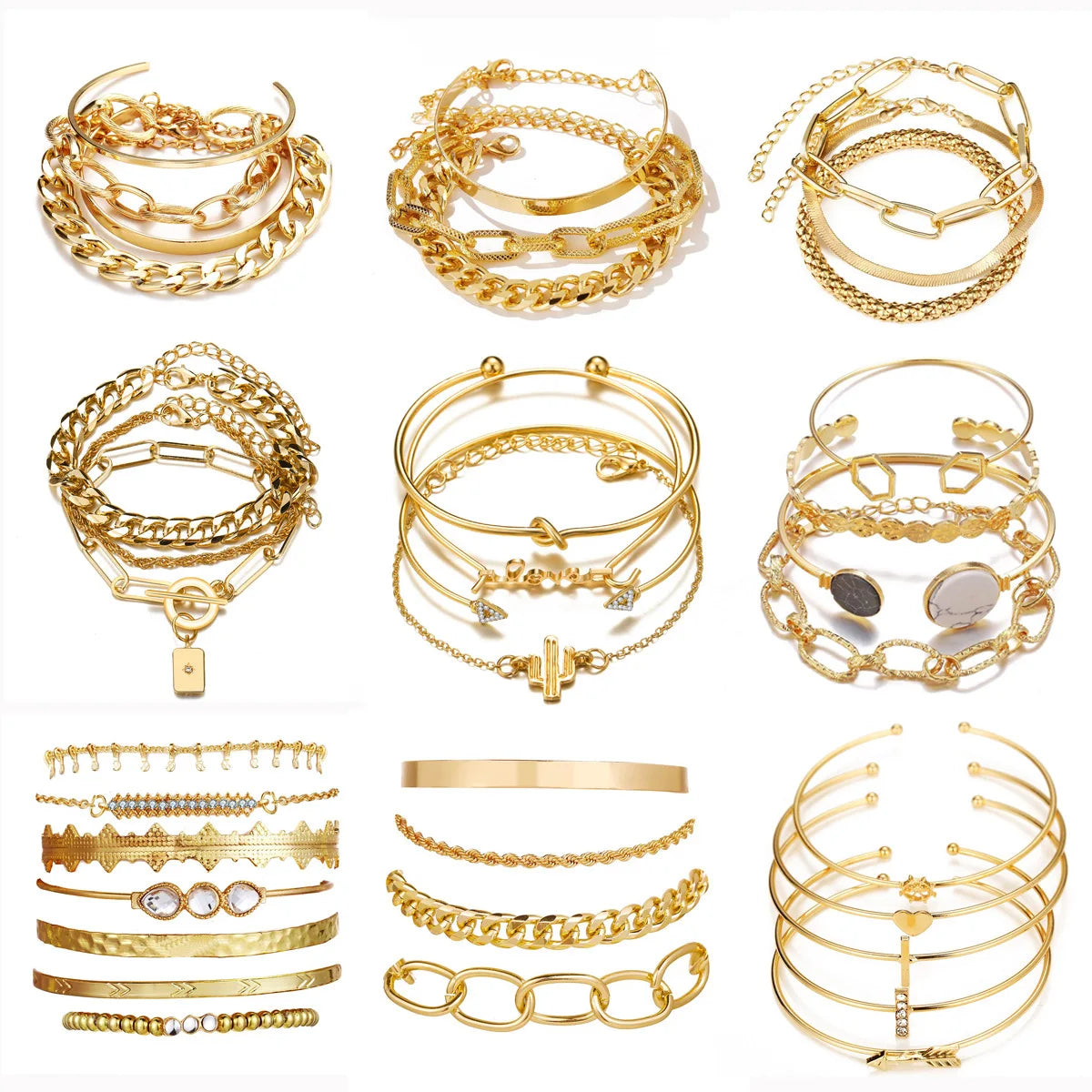Gold Plated Bohemian Bracelet Set For Women