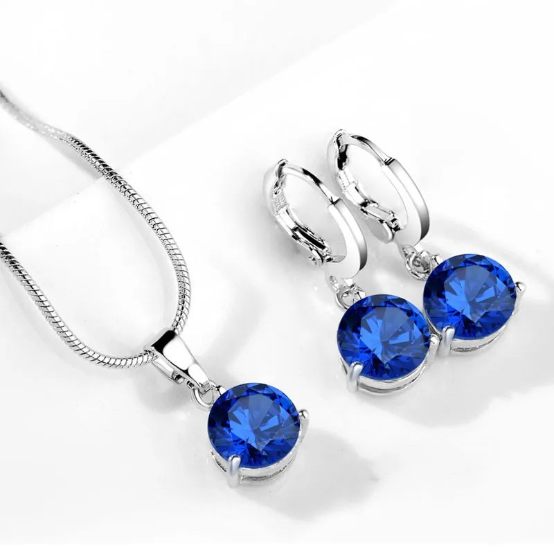 925 Sterling Silver Trendy Crystal Jewelry Set for Women