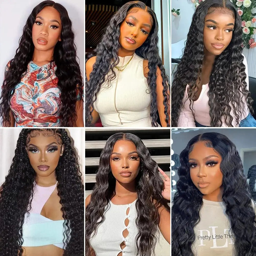 Brazilian Virgin Human Hair With Deep Wave Bundles & Closure