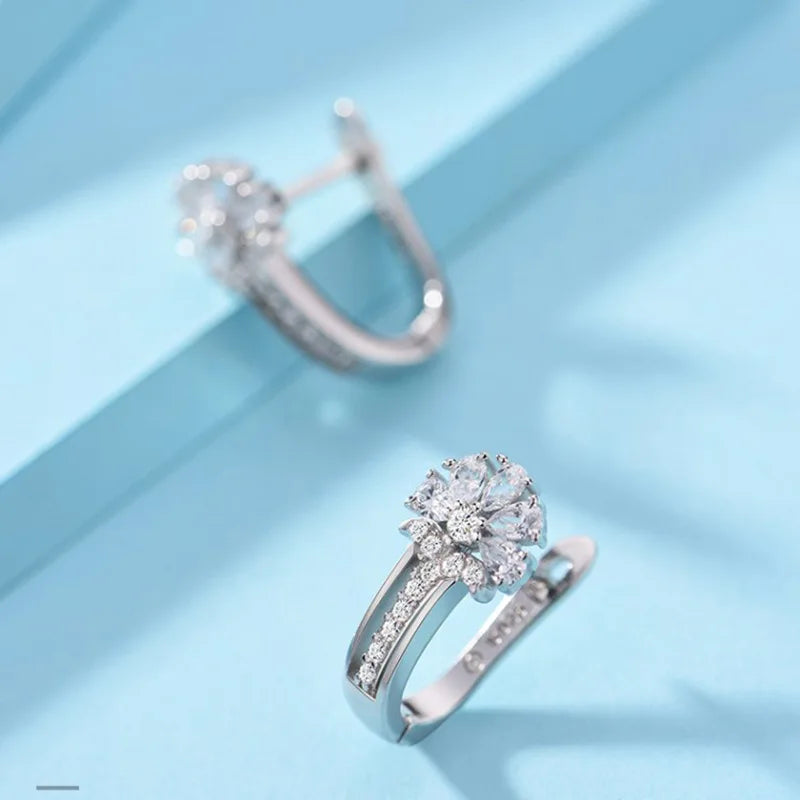 925 Sterling Silver Earrings with Zircon Crystal Earrings for Women