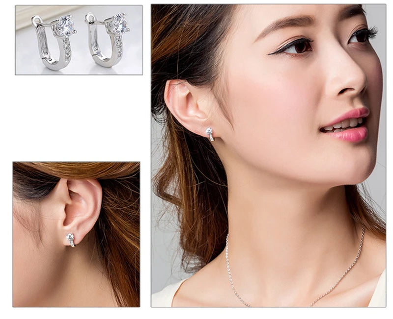 925 Sterling Silver Earrings with Zircon Crystal Earrings for Women