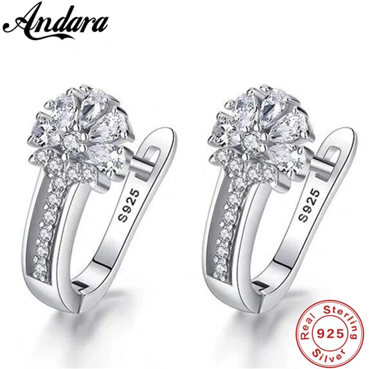 925 Sterling Silver Earrings with Zircon Crystal Earrings for Women