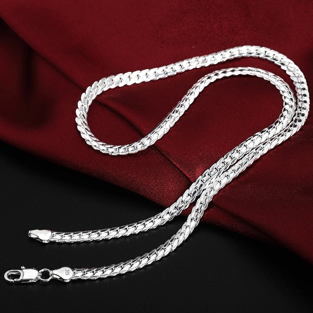 925 sterling Silver Necklace Chain For Woman/Men 20-60cm