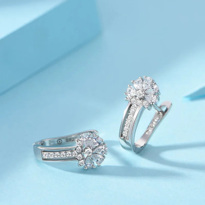 925 Sterling Silver Earrings with Zircon Crystal Earrings for Women