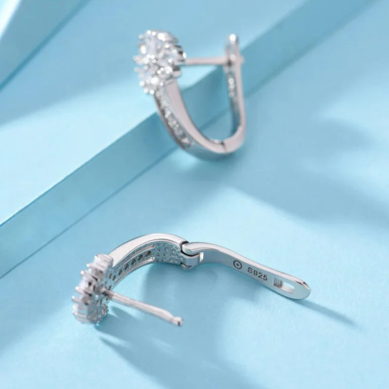 925 Sterling Silver Earrings with Zircon Crystal Earrings for Women
