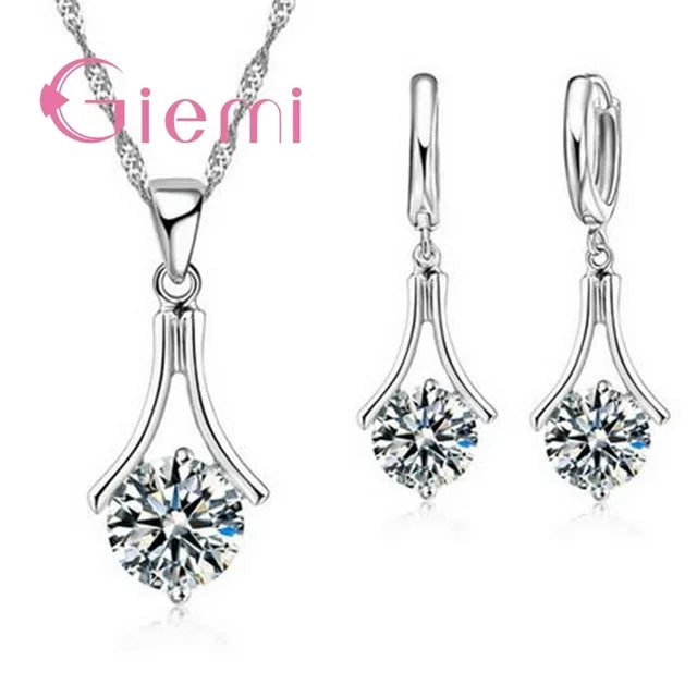 925 Sterling Silver Trendy Jewelry Sets For Women Simple Design