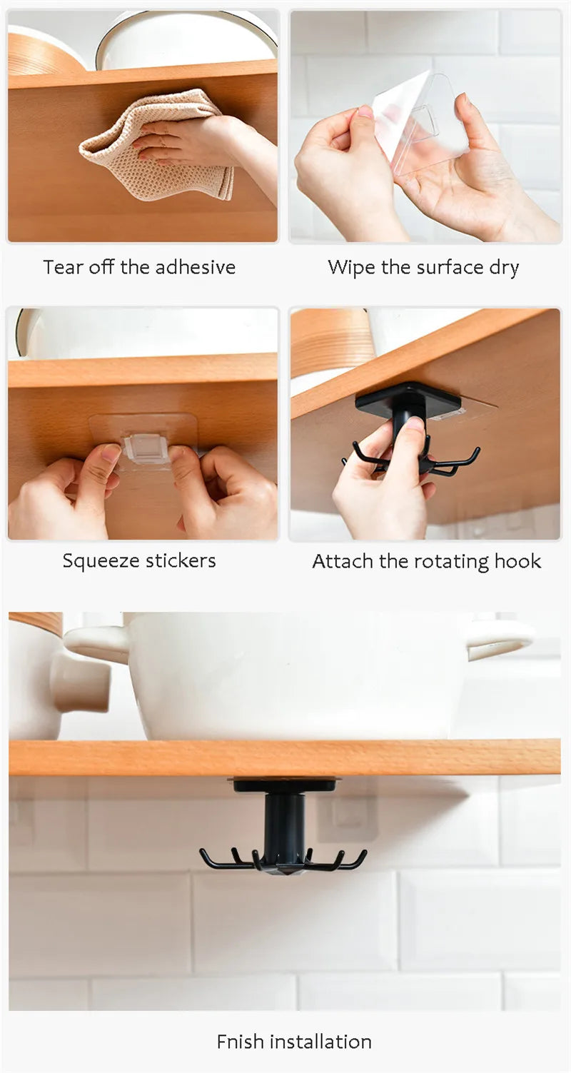 Kitchen 360 Rotatable Hook Wall Hanger