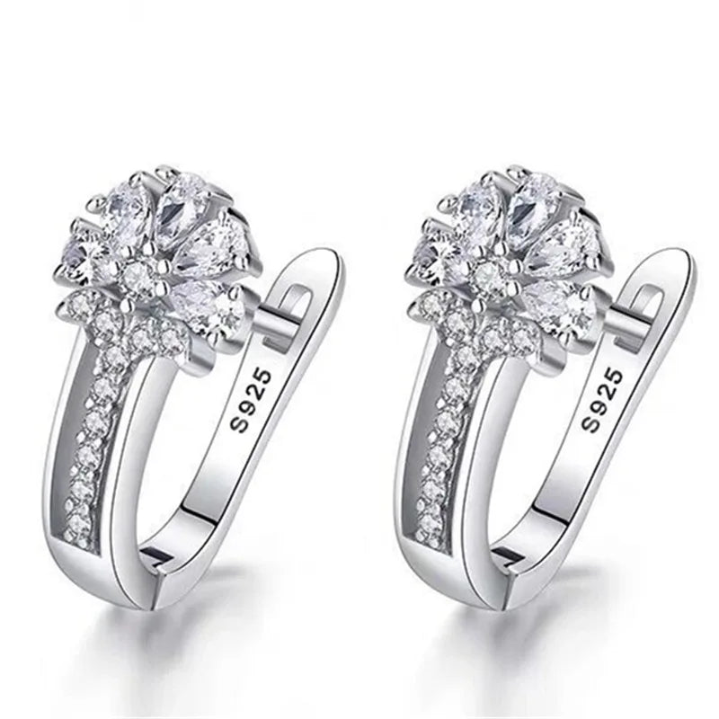 925 Sterling Silver Earrings with Zircon Crystal Earrings for Women