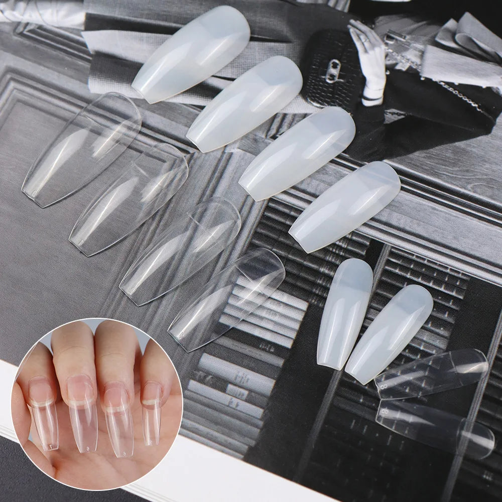 600/500pcs False Press On Nails Coffin Tips 10 Sizes