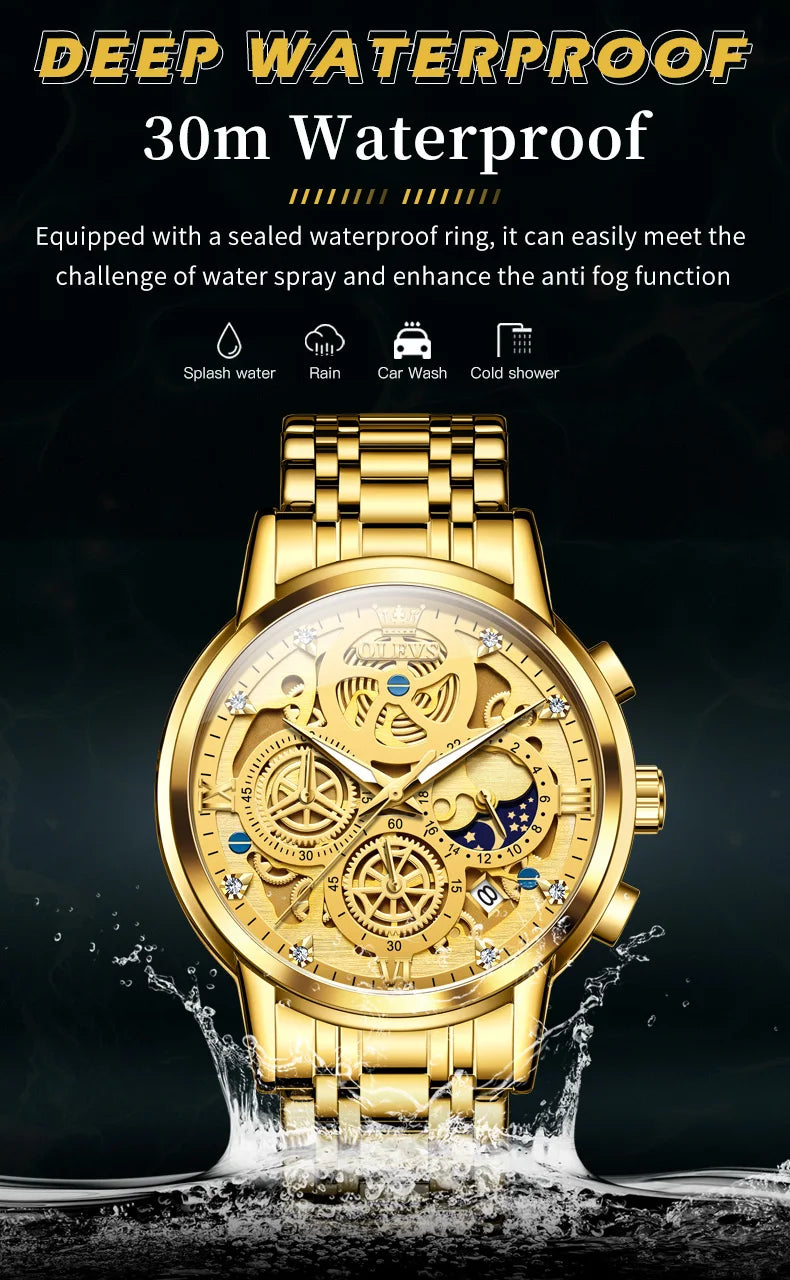 OLEVS Top Brand Luxury Original Waterproof Quartz Watch for Man