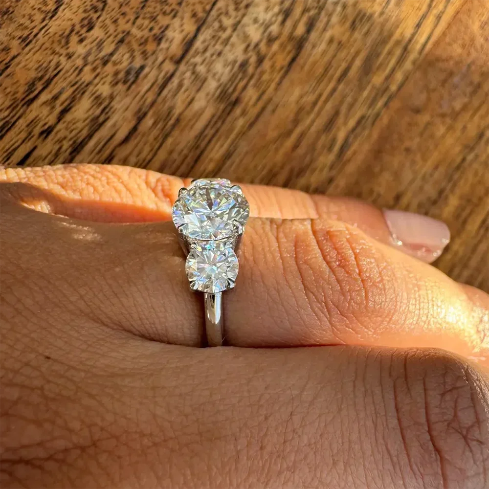 Moissanite/Zircon Diamond Cut Lab with Certificate 925 Sterling Silver Engagement Ring for Women