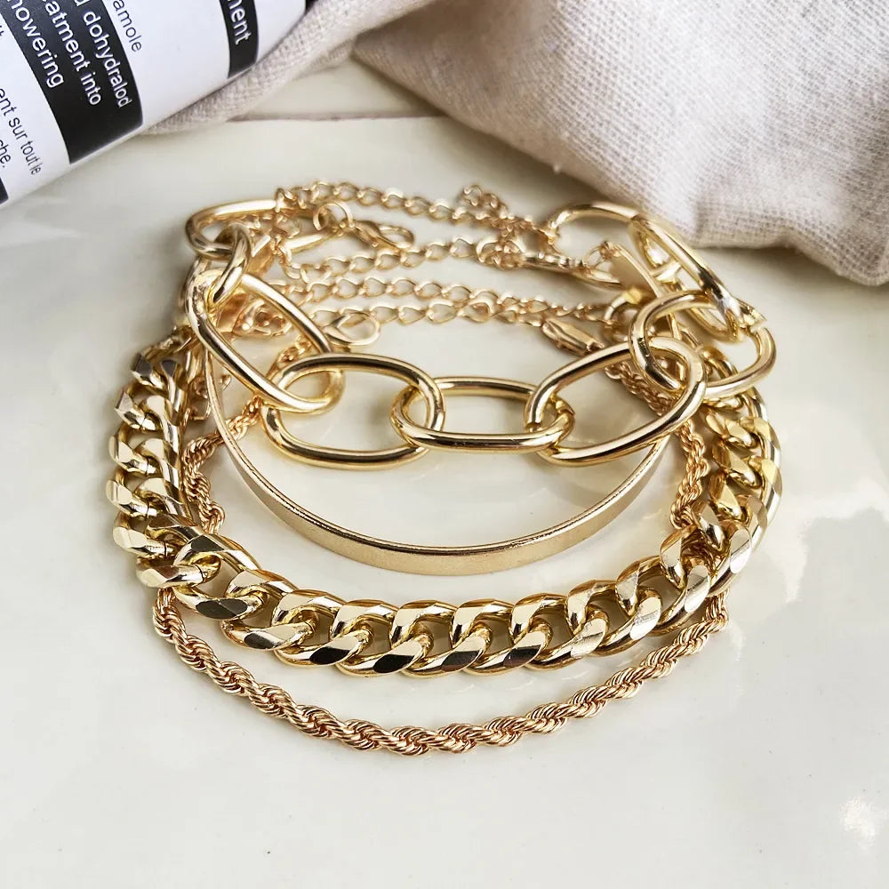 Gold Plated Bohemian Bracelet Set For Women