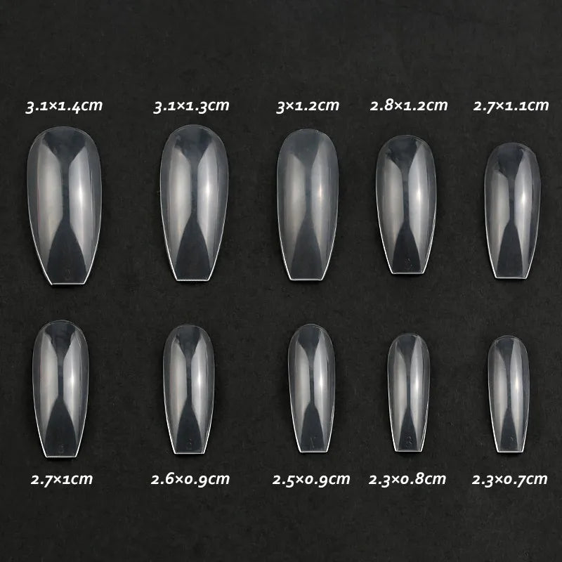 600/500pcs False Press On Nails Coffin Tips 10 Sizes