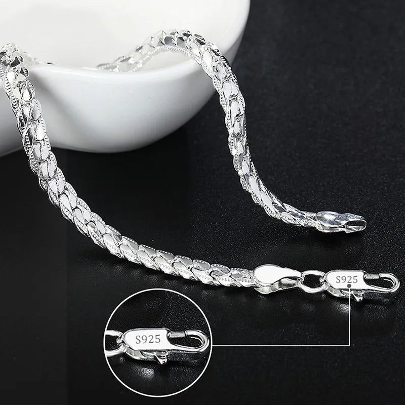 925 Sterling Silver Chain Bracelet for Women/Men