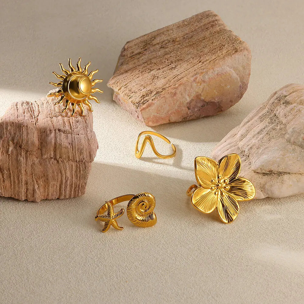 Elegant Gold Stainless Steel Rings For Women
