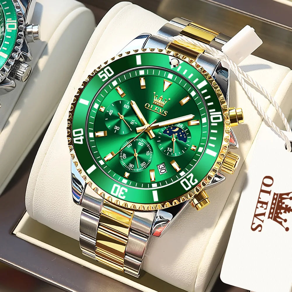OLEVS Men's Watches Top Brand Original Waterproof Stainless Steel