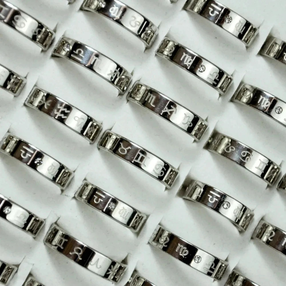 10Pcs Stainless Steel Mixed Pattern/Style Rings For Men/Women