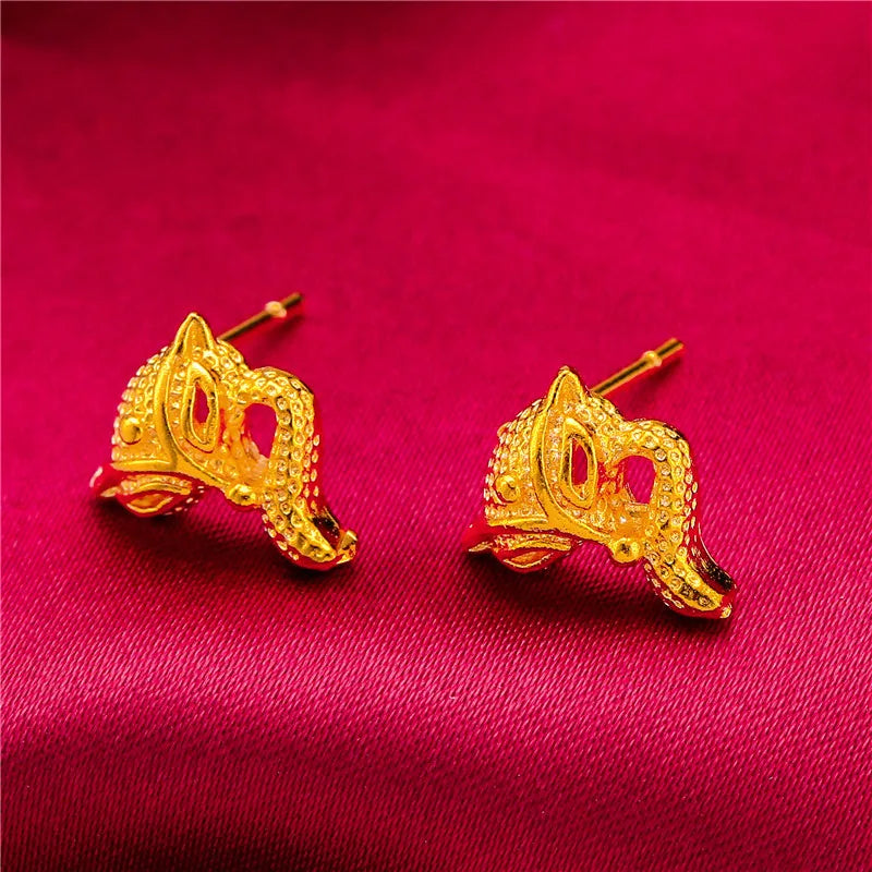 24K Gold Stud Earrings for Women