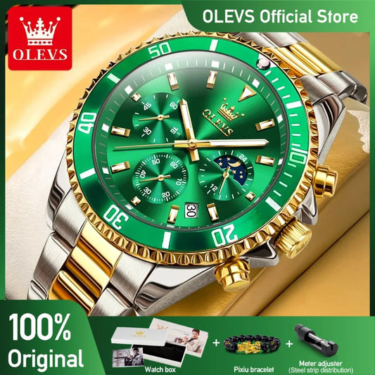 OLEVS Men's Watches Top Brand Original Waterproof Stainless Steel