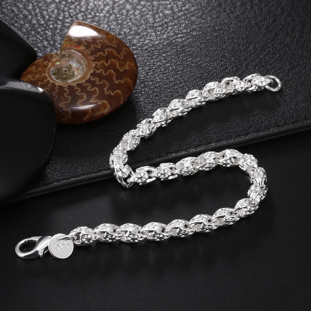 925 Sterling Silver Chain Bracelet for Women/Men