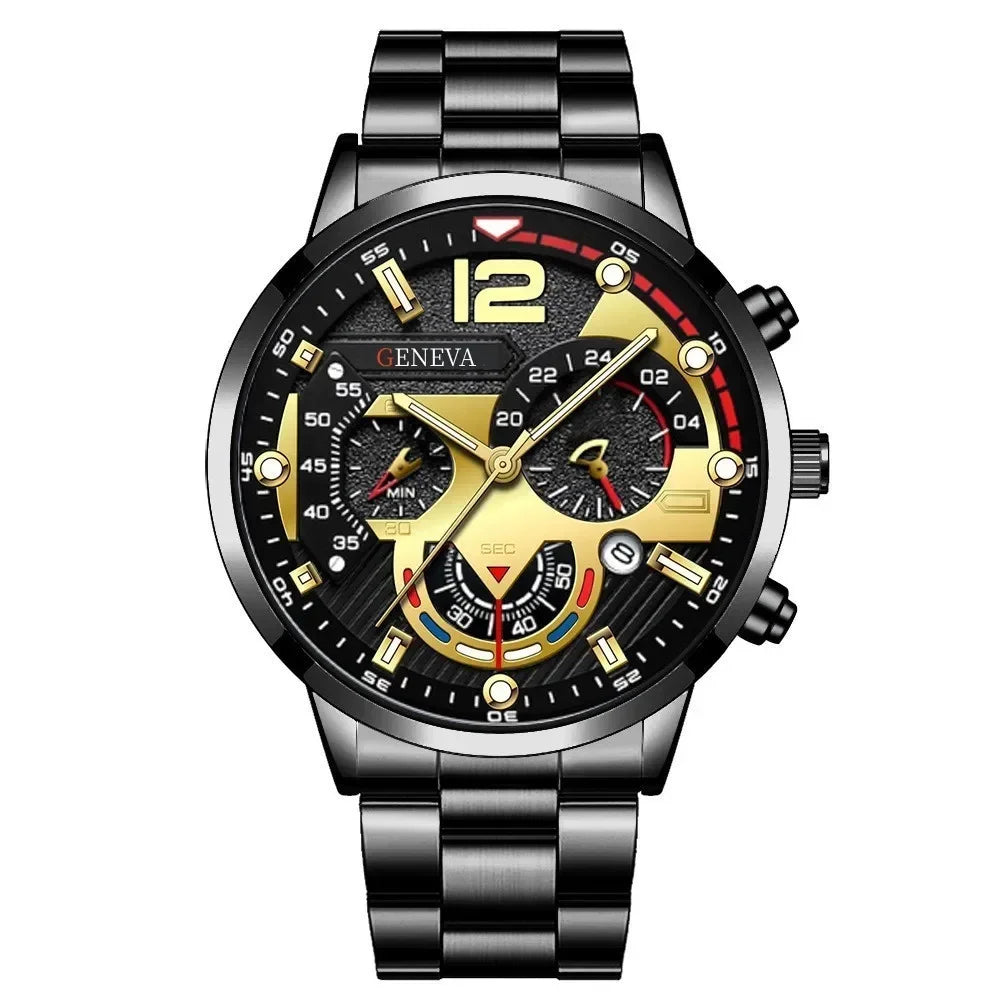 Mens Geneva Luxury Stainless Steel Watch