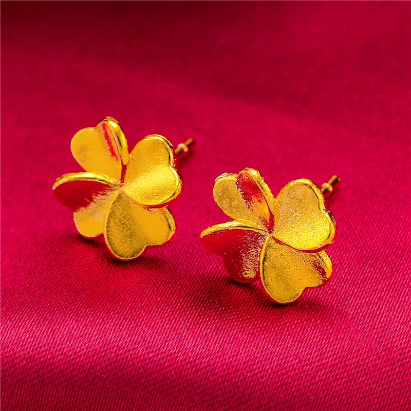 24K Gold Stud Earrings for Women