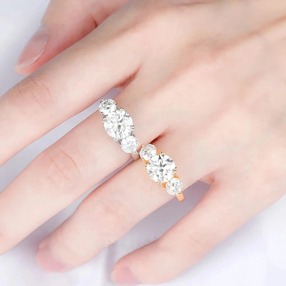 Moissanite/Zircon Diamond Cut Lab with Certificate 925 Sterling Silver Engagement Ring for Women